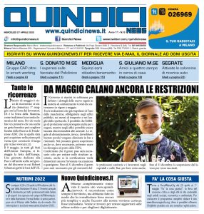 Quindici News Numero 8 del 27 aprile 2022 Prima pagina